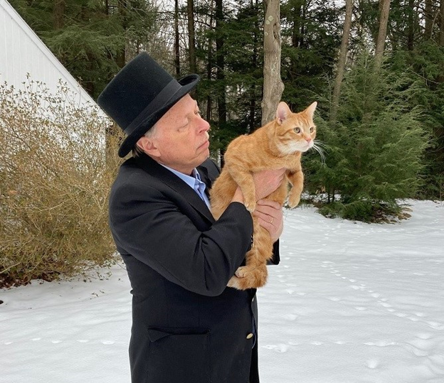 Concord Casimir makes his annual forecast at Ellison Creek Knob in Concord February 2, 2021 with Master of Ceremonies John Niedzialek