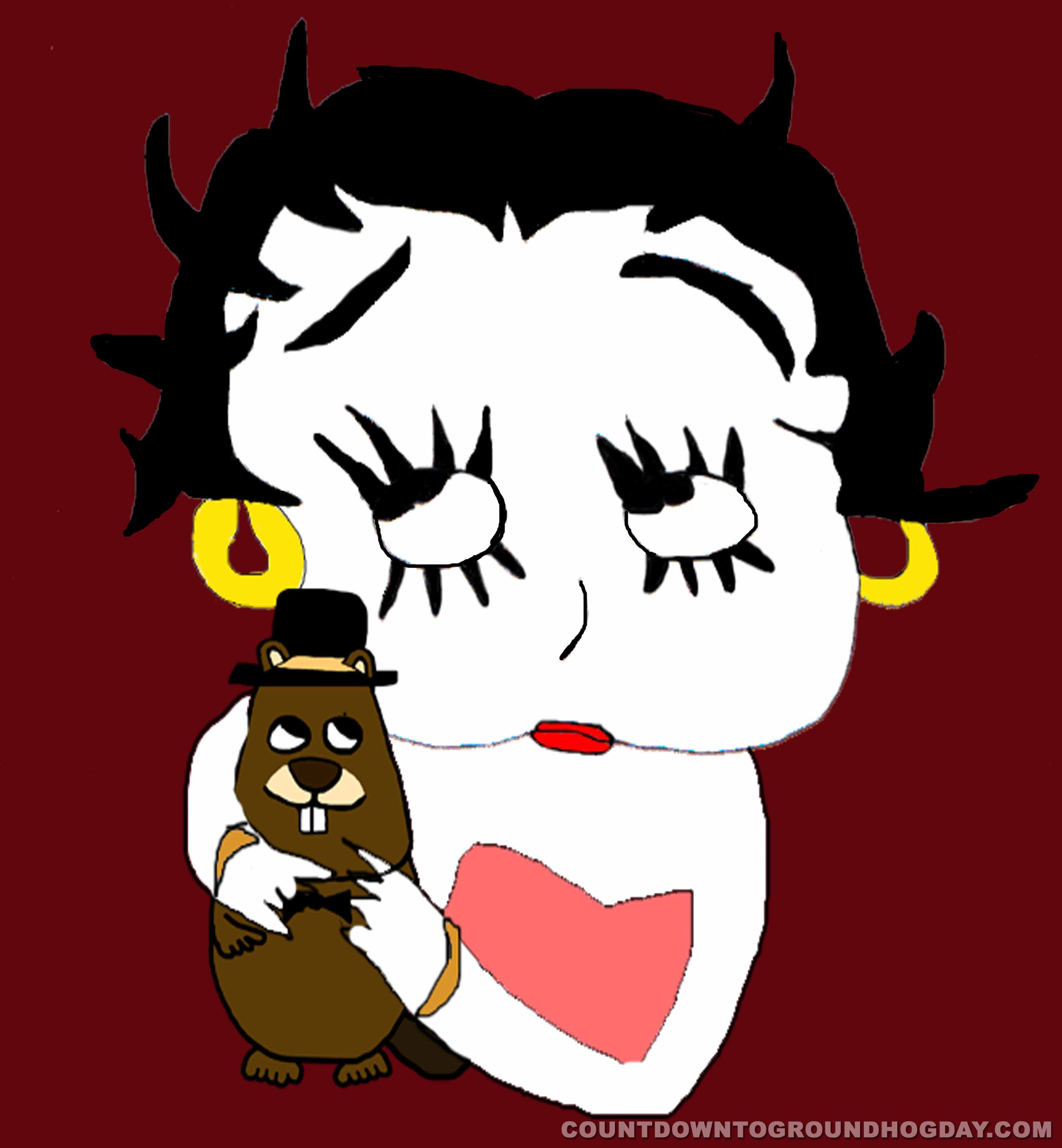 Betty Boop holding a groundhog